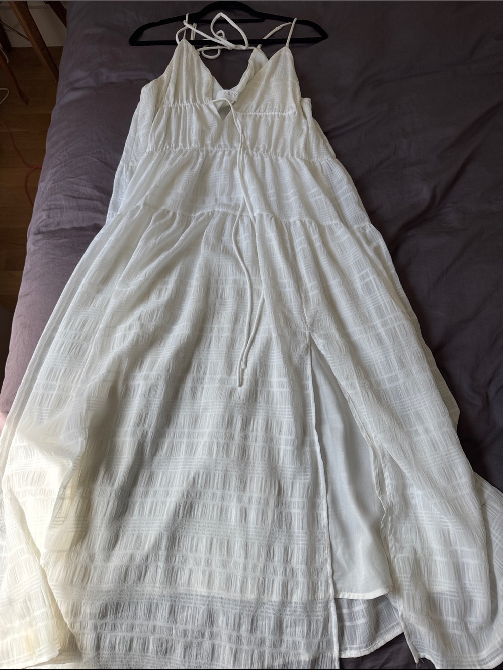 Astr White Tiered Maxi Dress with Spaghetti Straps